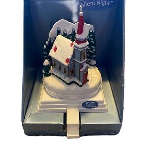 Vintage Silent Night Church Musical Christmas Stocking Holder NEW Light Up